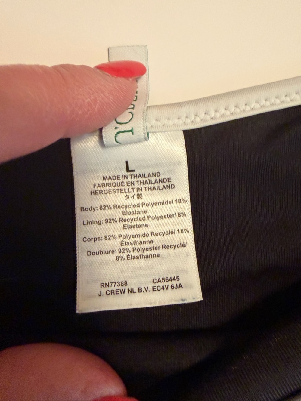 J. Crew Navy Padded Bikini with White Trim Size Large - Picture 3 of 10